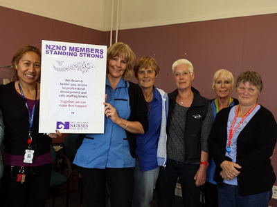 Canterbury DHB members standing strong for the bargaining team last year